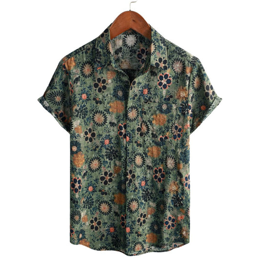 Van Dijkman Mode® | Katoenen Hawaii Overhemd met Korte Mouwen