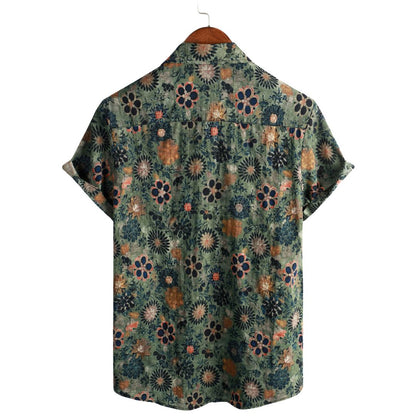 Van Dijkman Mode® | Katoenen Hawaii Overhemd met Korte Mouwen