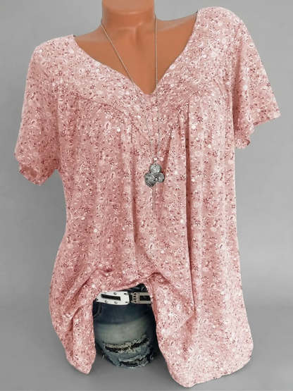 Van Dijkman Mode® | T-shirt Flora met V-hals