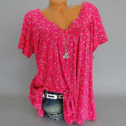Van Dijkman Mode® | T-shirt Flora met V-hals