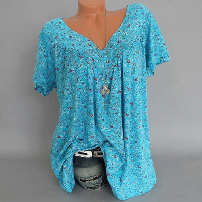 Van Dijkman Mode® | T-shirt Flora met V-hals
