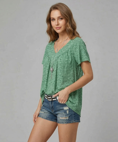 Van Dijkman Mode® | T-shirt Flora met V-hals