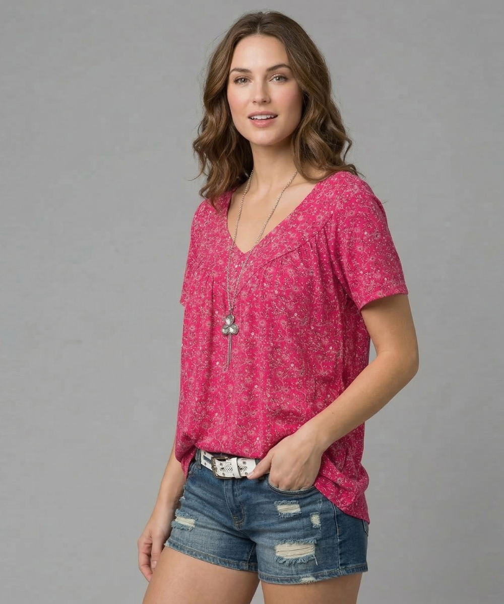 Van Dijkman Mode® | T-shirt Flora met V-hals