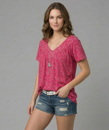 Van Dijkman Mode® | T-shirt Flora met V-hals