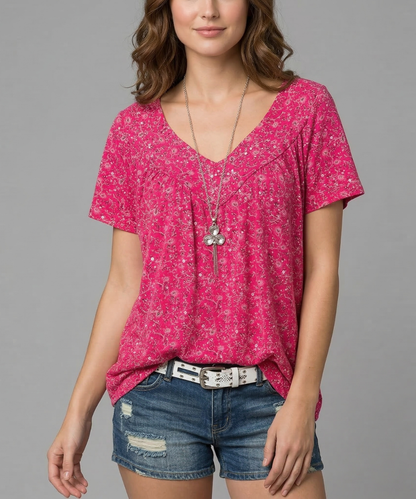Van Dijkman Mode® | T-shirt Flora met V-hals