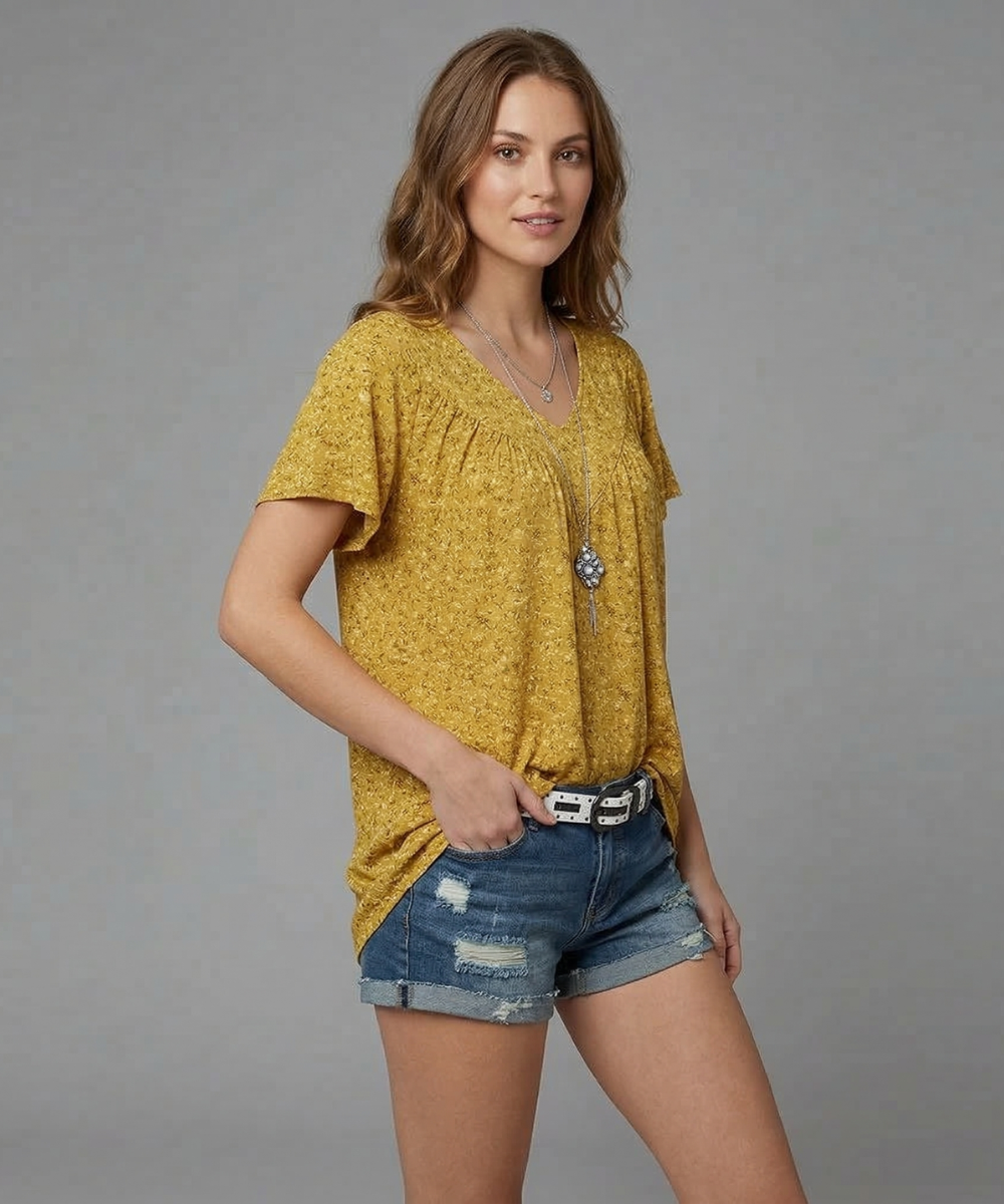 Van Dijkman Mode® | T-shirt Flora met V-hals