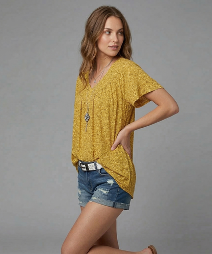 Van Dijkman Mode® | T-shirt Flora met V-hals