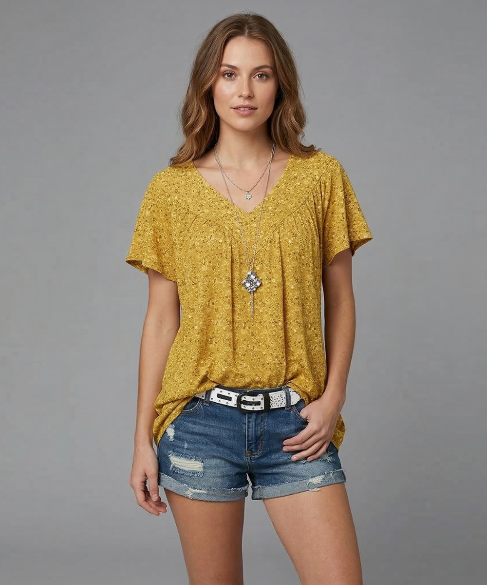 Van Dijkman Mode® | T-shirt Flora met V-hals