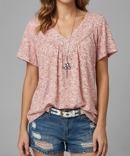 Van Dijkman Mode® | T-shirt Flora met V-hals