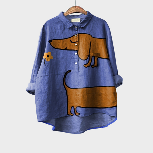 Linden Mode | Elegante Zomerblouse met Artistiek Patroon