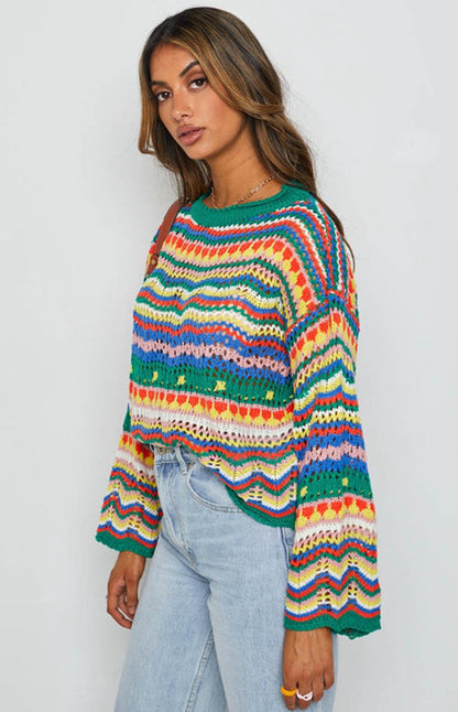 Van Dijkman Mode® | Kleurrijke Gebreide Sweater