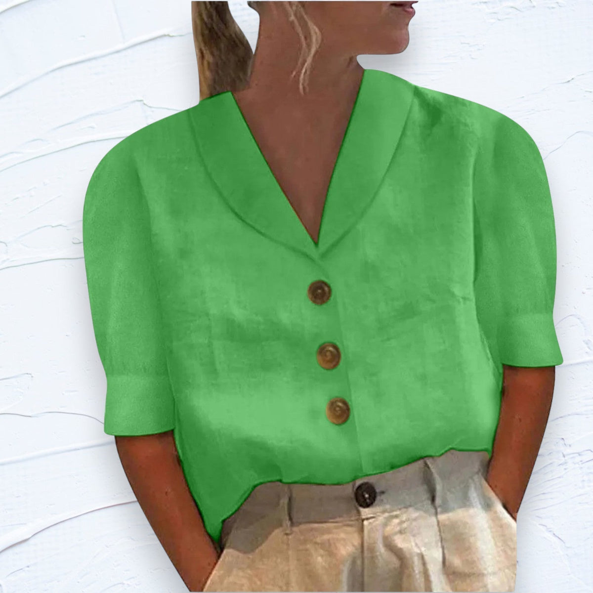 Van Dijkman Mode® | Knopblouse met Geknoopte Voorkant