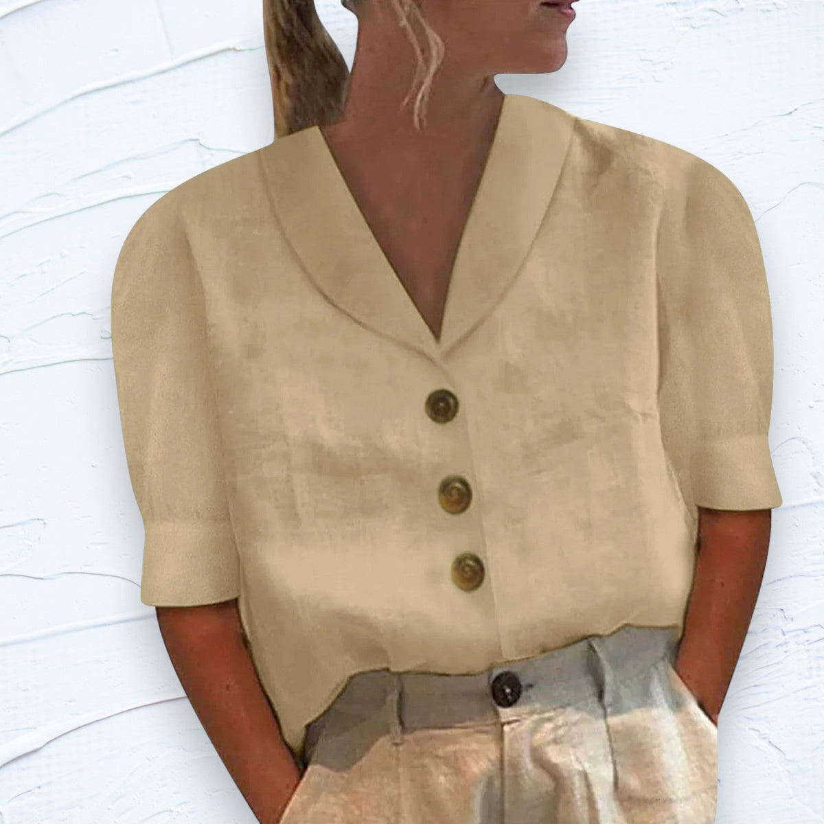 Van Dijkman Mode® | Knopblouse met Geknoopte Voorkant