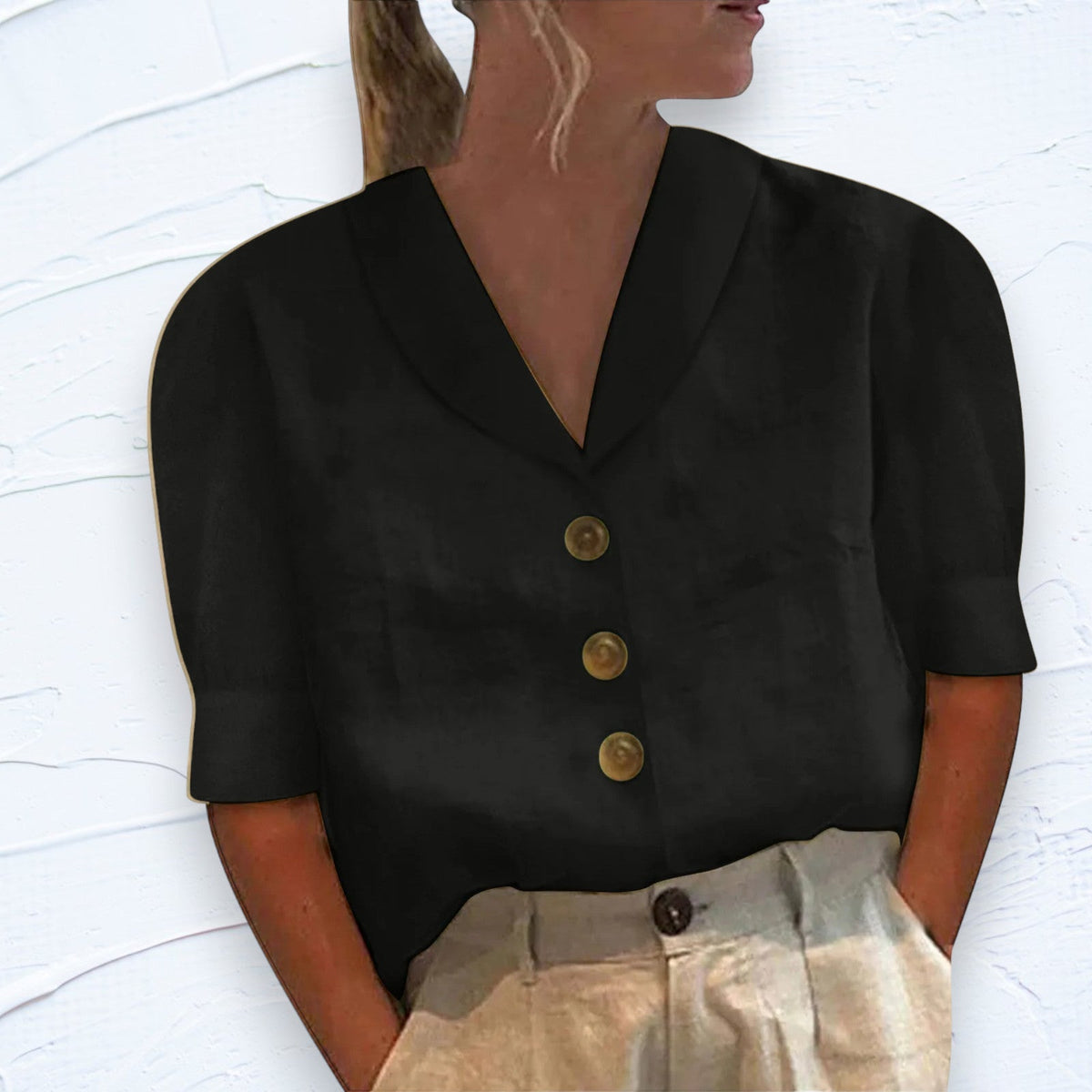 Van Dijkman Mode® | Knopblouse met Geknoopte Voorkant