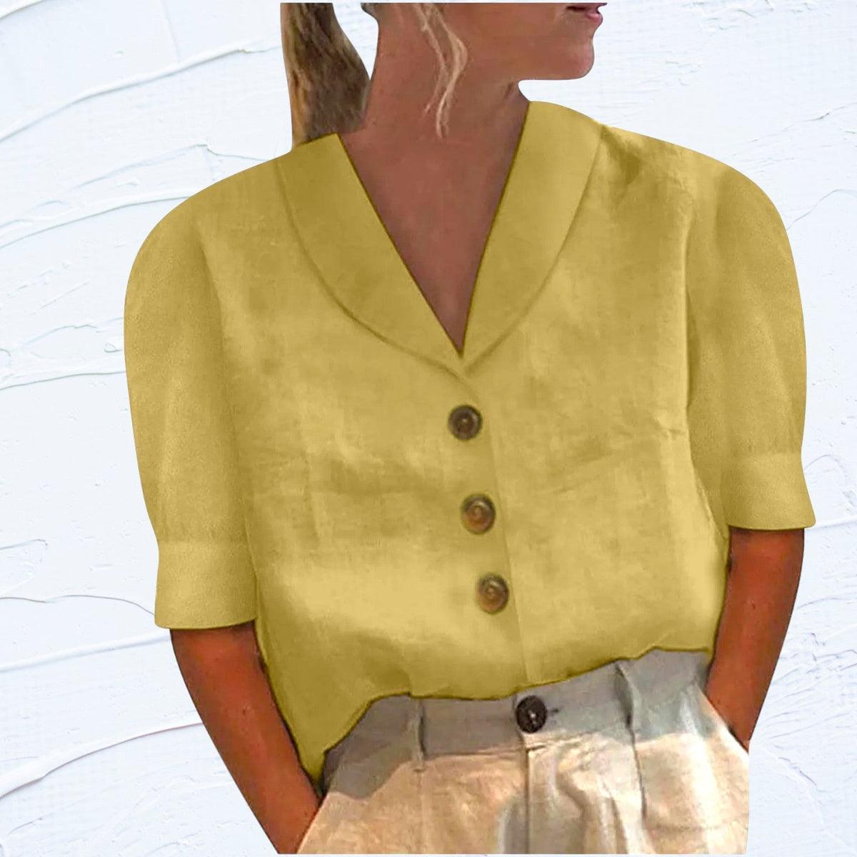 Van Dijkman Mode® | Knopblouse met Geknoopte Voorkant
