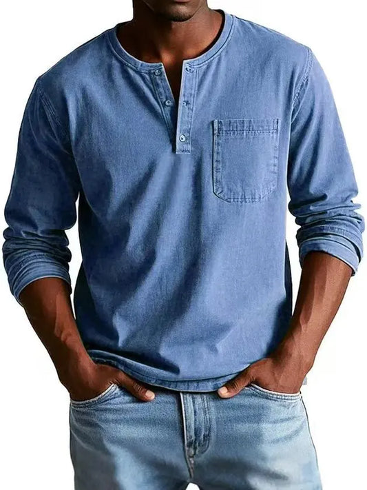 Linden Mode | Vintage Denim Overhemd met Borstzak