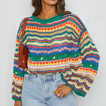 Van Dijkman Mode® | Kleurrijke Gebreide Sweater