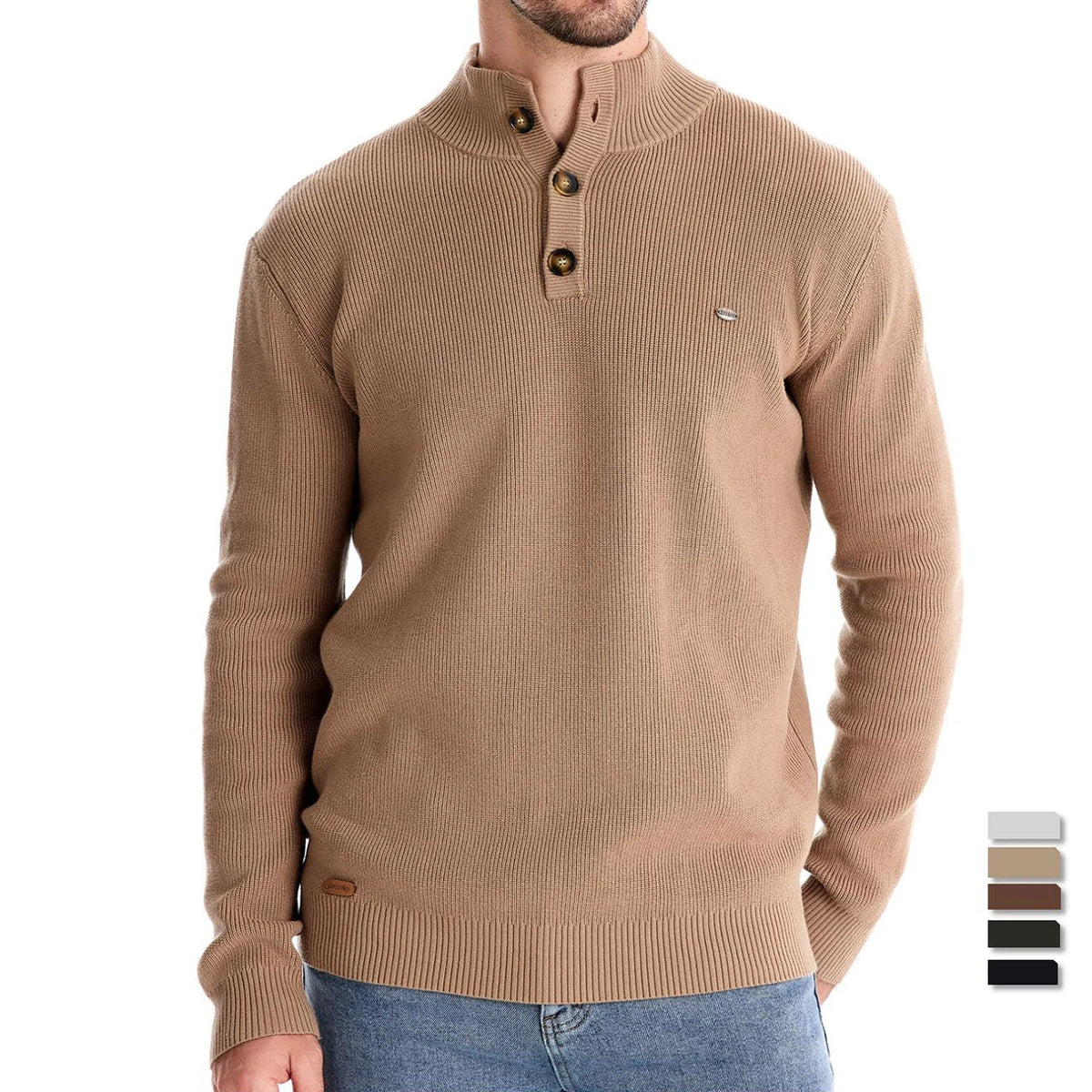 Van Dijkman Mode® | Herentrui met Knoopdesign