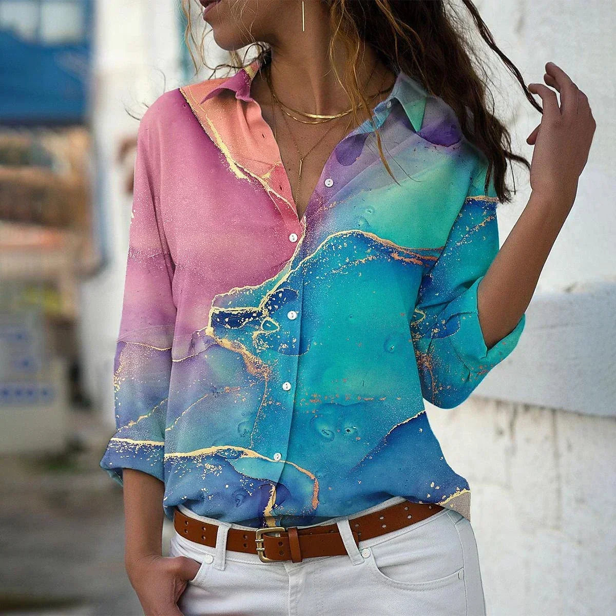 Van Dijkman Mode® | Modieus Bedrukte Blouse