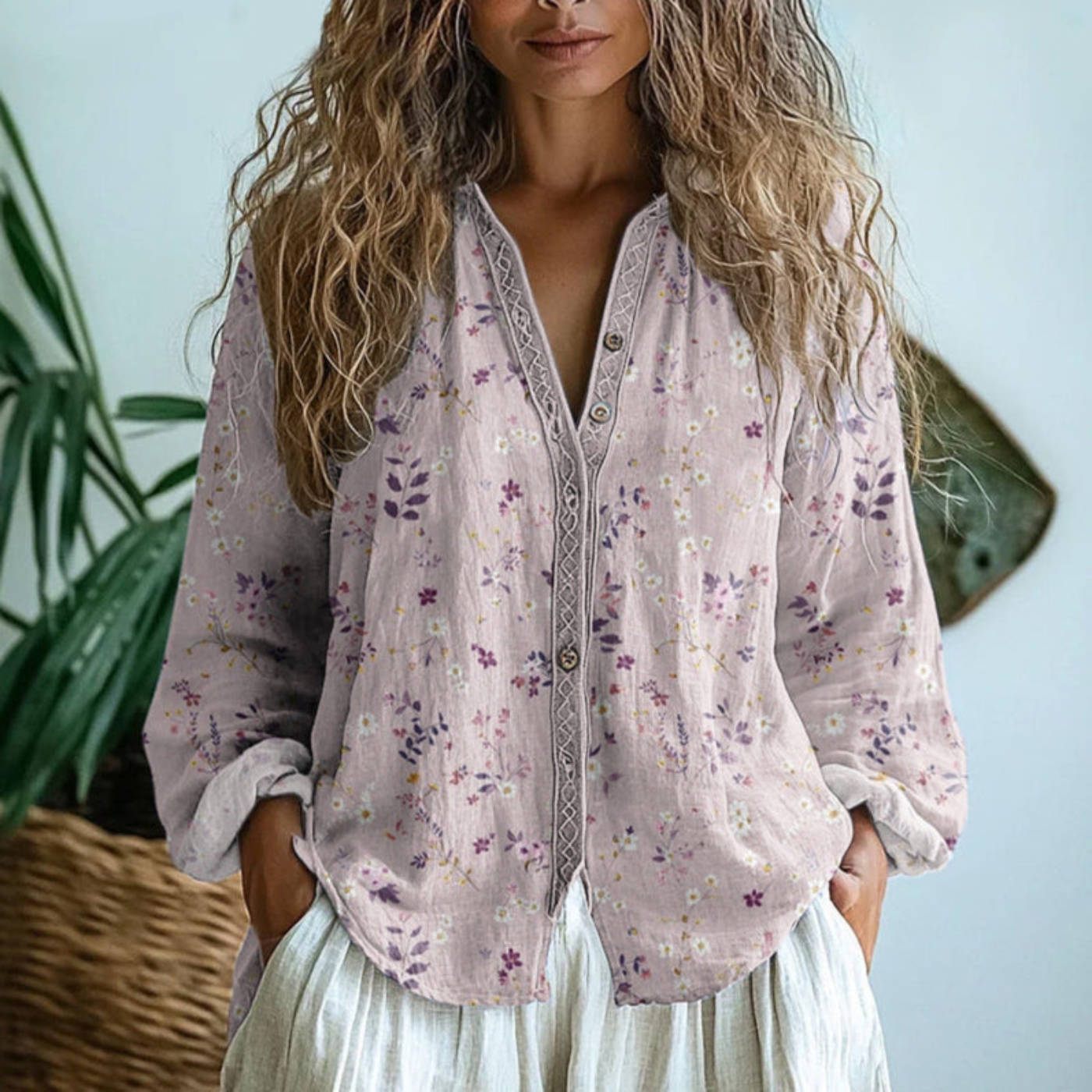 Wena | Geborduurde Linnen Blouse