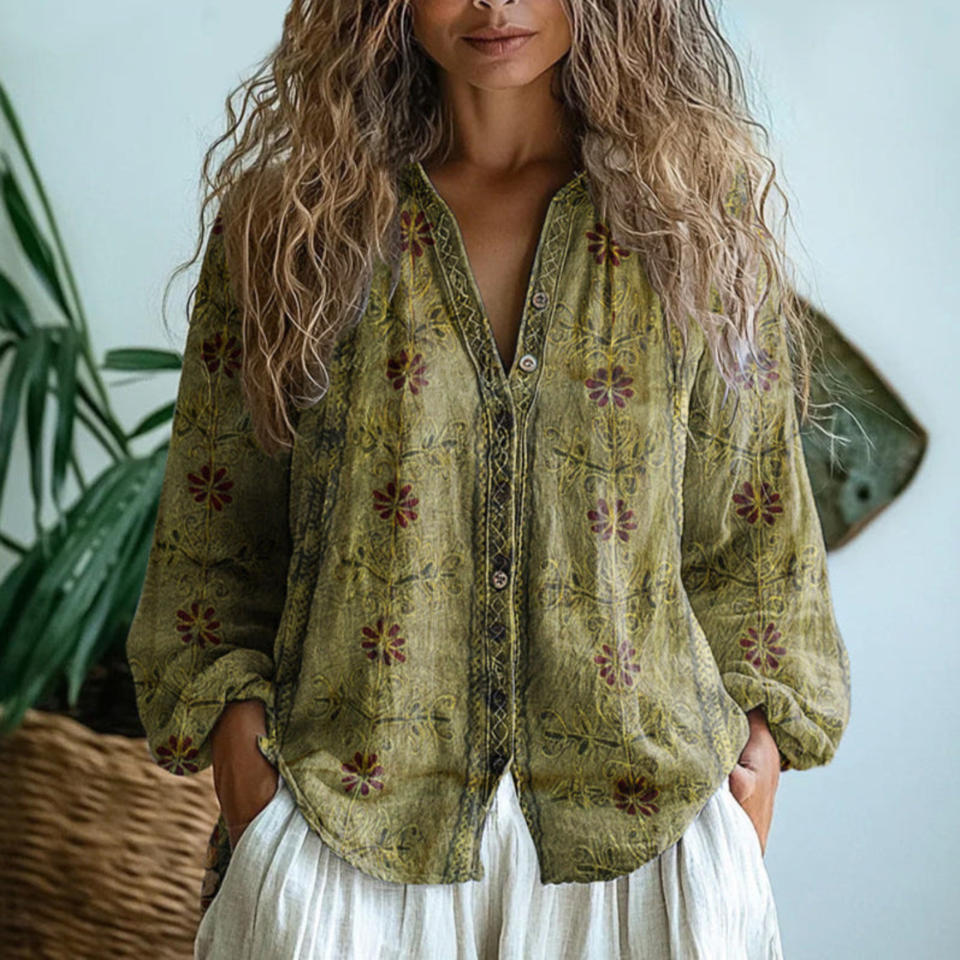 Wena | Geborduurde Linnen Blouse