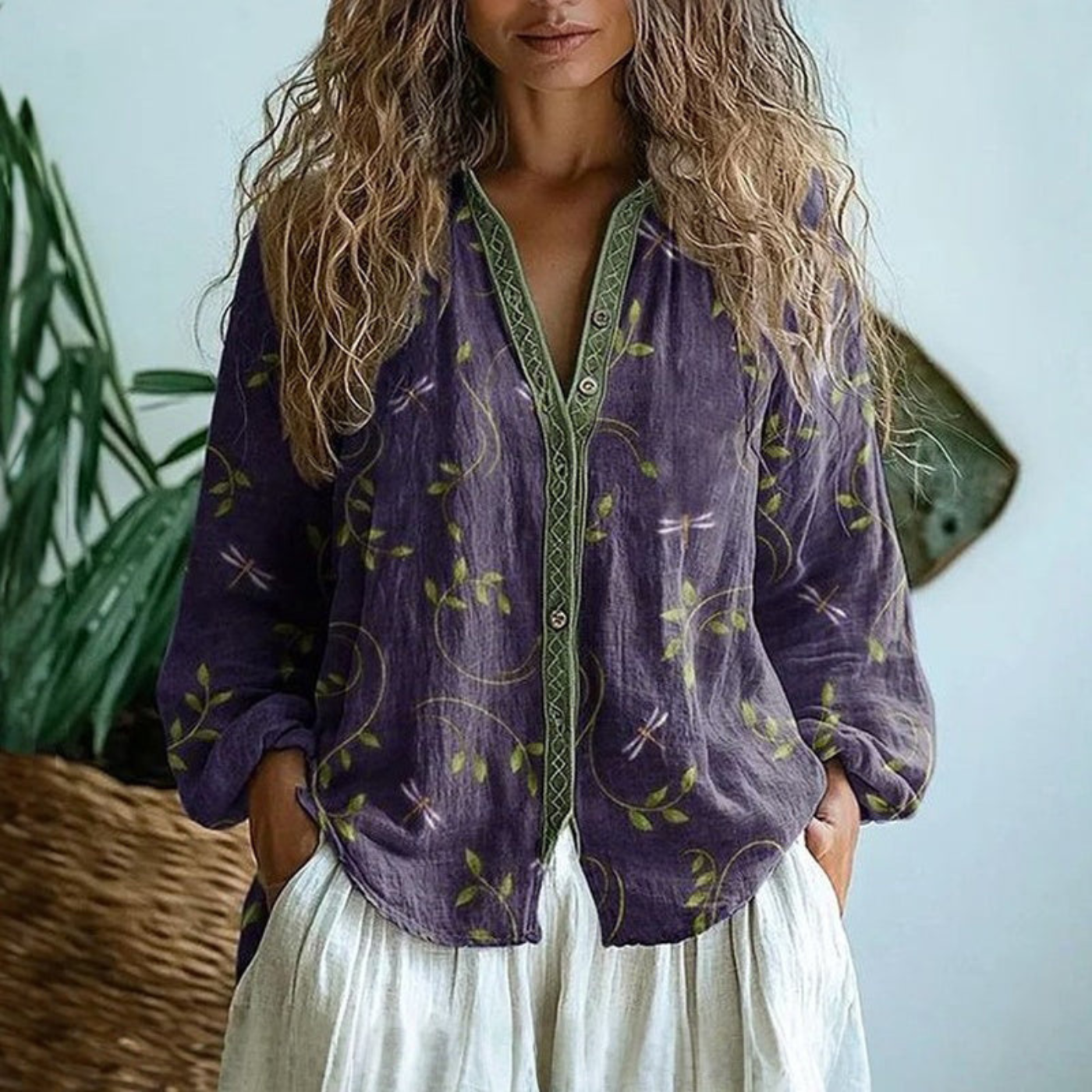 Wena | Geborduurde Linnen Blouse