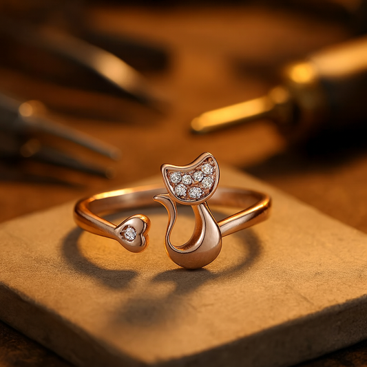 Levii Open Ring met Schattige Kat