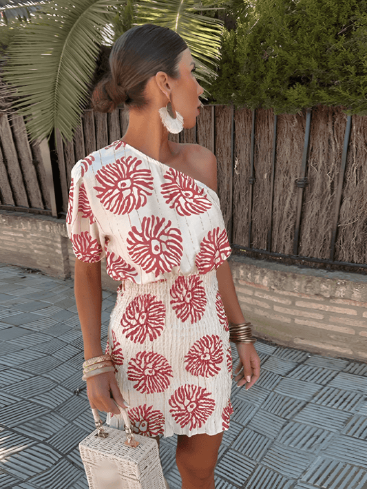 Van Dijkman Mode® | Elegante Zomerjurk met Koraalprint