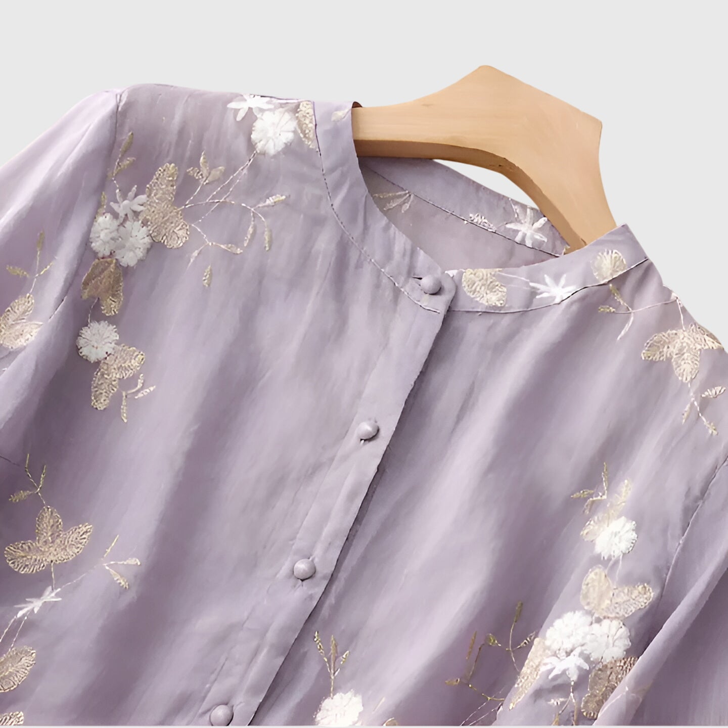 Linden Mode | Nellie Elegante Top met Geborduurde Bloemen