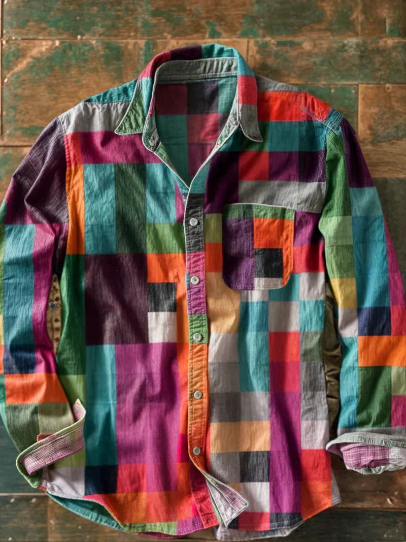 Van Dijkman Mode® | Comfortabel Patchwork Overhemd