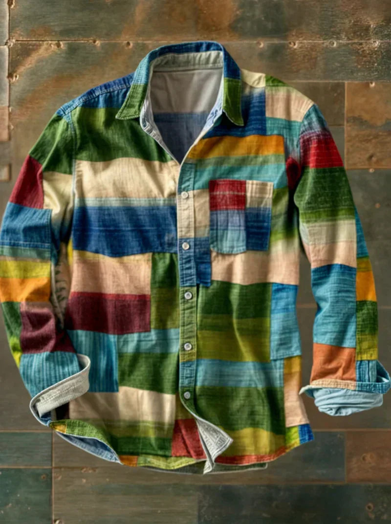 Van Dijkman Mode® | Comfortabel Patchwork Overhemd