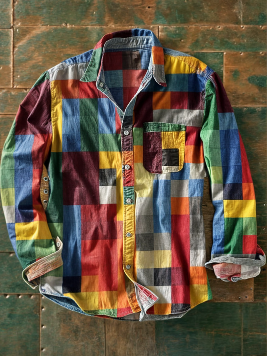 Van Dijkman Mode® | Comfortabel Patchwork Overhemd