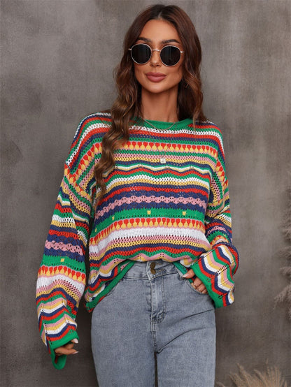 Van Dijkman Mode® | Kleurrijke Gebreide Sweater