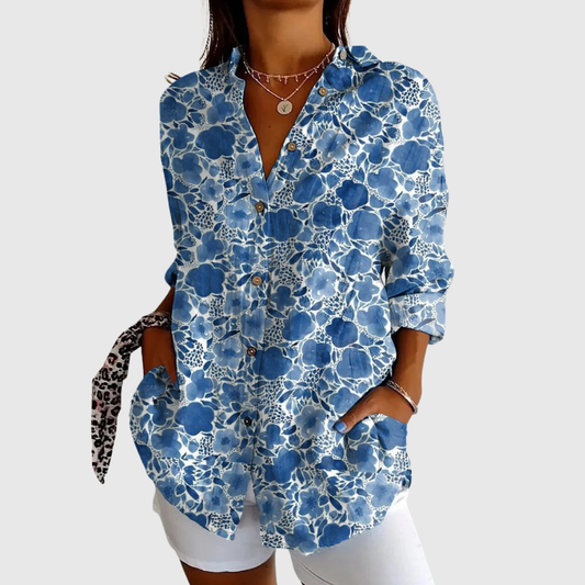 Linden Mode | Katrine elegante bloemenblouse met knopen
