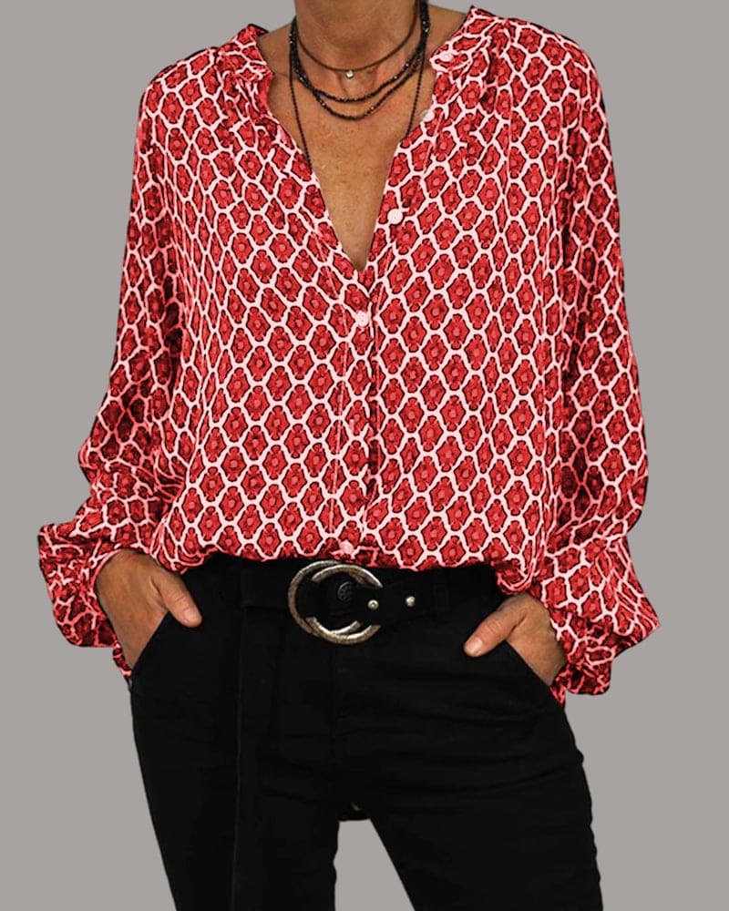 Van Dijkman Mode® | Relaxed V-Hals Midi-Shirt