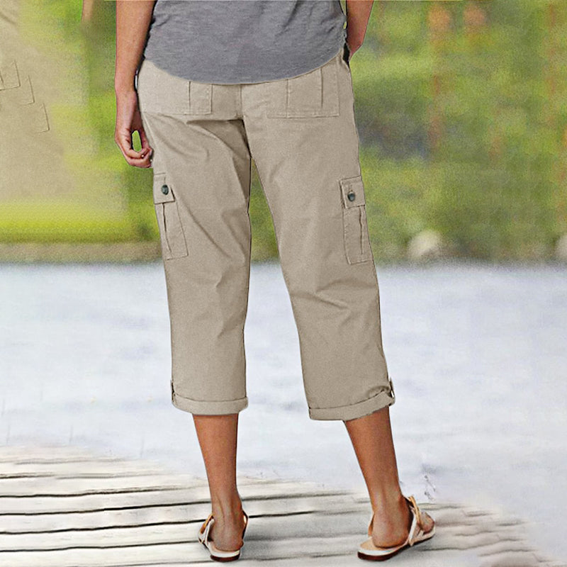 Van Dijkman Mode® | Capri Broek met Meerdere Zakken