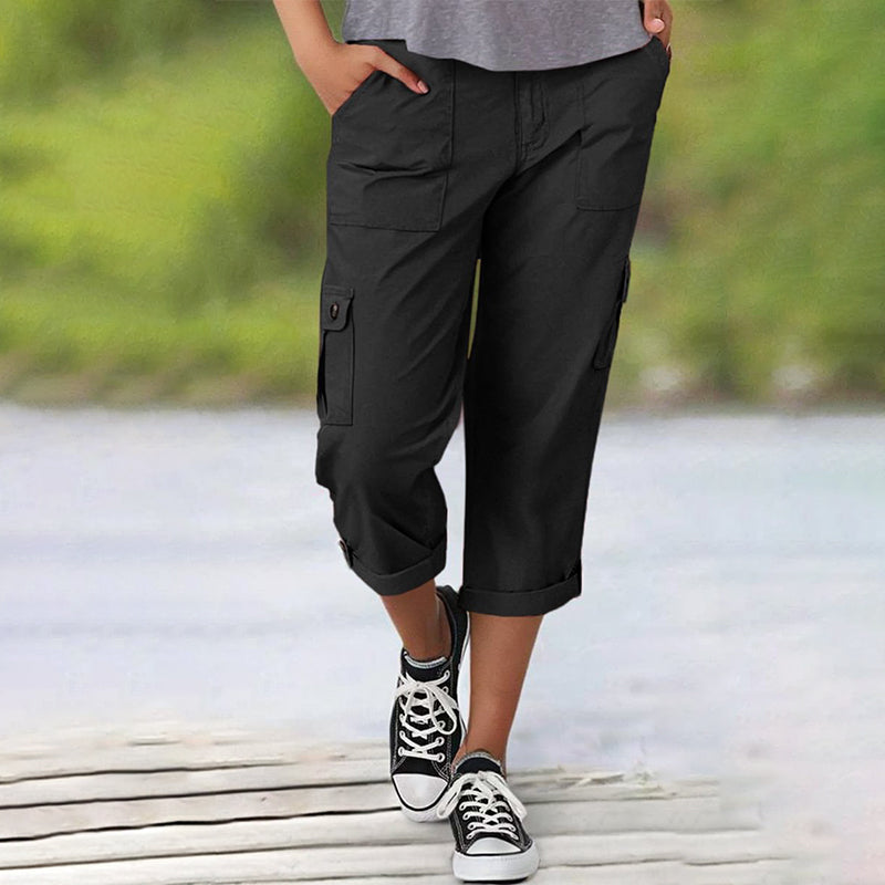 Van Dijkman Mode® | Capri Broek met Meerdere Zakken