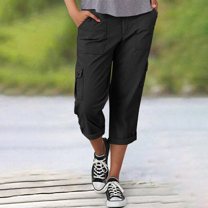 Van Dijkman Mode® | Capri Broek met Meerdere Zakken