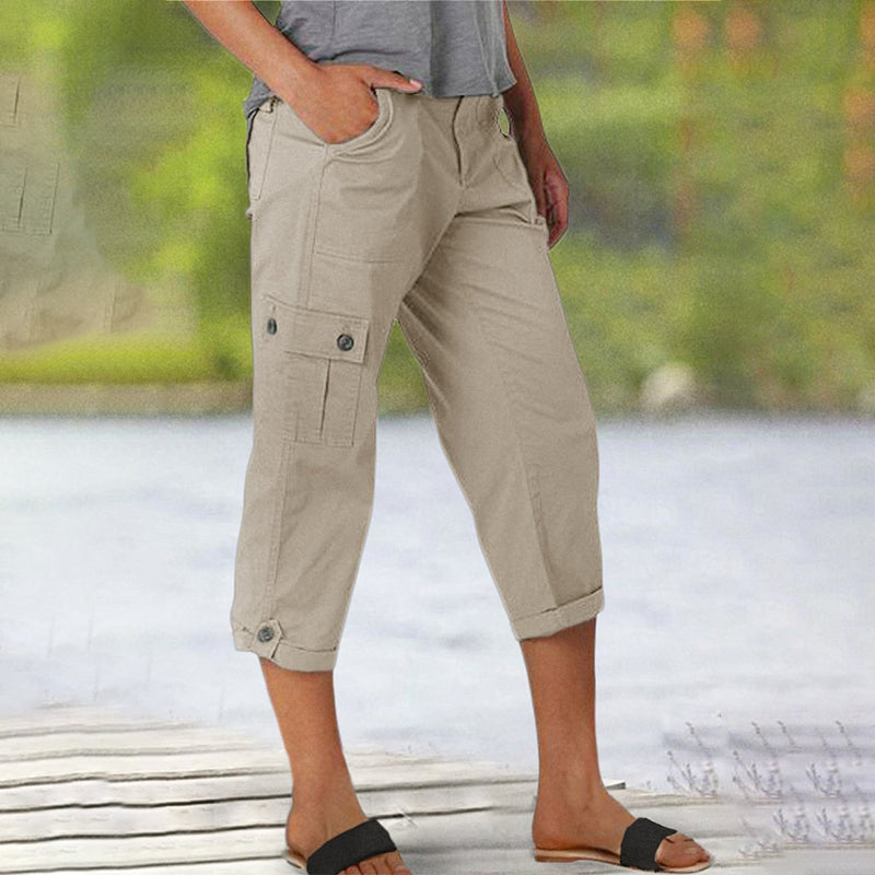 Van Dijkman Mode® | Capri Broek met Meerdere Zakken