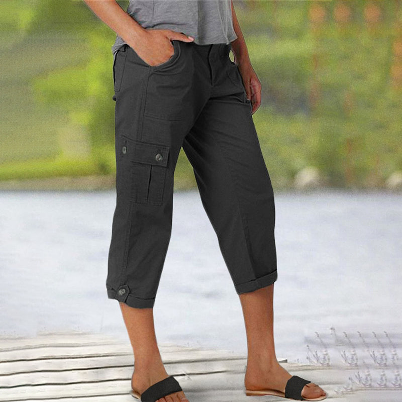Van Dijkman Mode® | Capri Broek met Meerdere Zakken