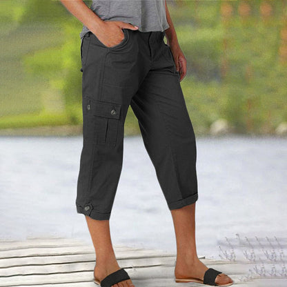 Van Dijkman Mode® | Capri Broek met Meerdere Zakken