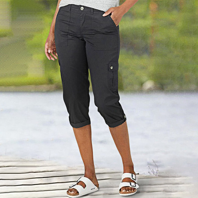 Van Dijkman Mode® | Capri Broek met Meerdere Zakken