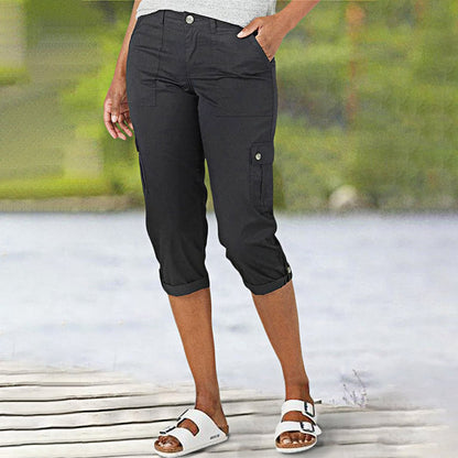 Van Dijkman Mode® | Capri Broek met Meerdere Zakken