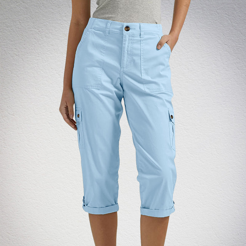 Van Dijkman Mode® | Capri Broek met Meerdere Zakken